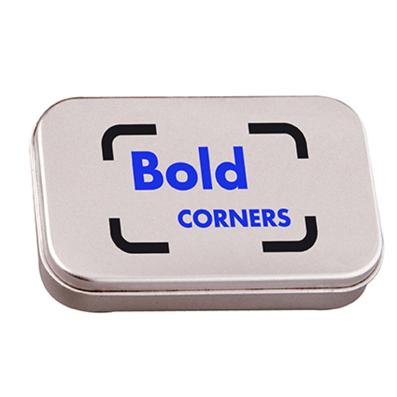 Image of Full Colour Printed Large Hinged Silver Tin Filled With Mints