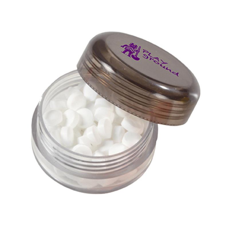Image of Full Colour Printed Round Plastic Container Filled With Mints