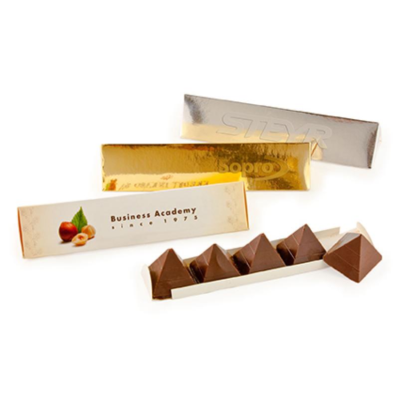 Image of Branded Chocolate Pyramids Presented In A Full Colour Printed Box