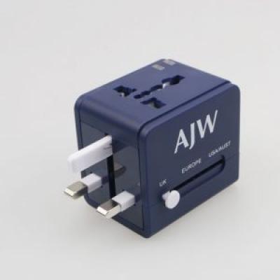 Image of Branded USB Travel Adaptor with 2 USB Ports, Pantone Matching Available