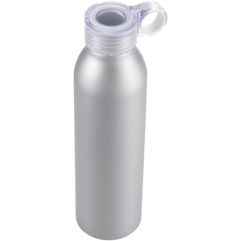 Image of Branded Grom Aluminium Sports Bottle. Silver 650ml Spill Proof Sports Bottle