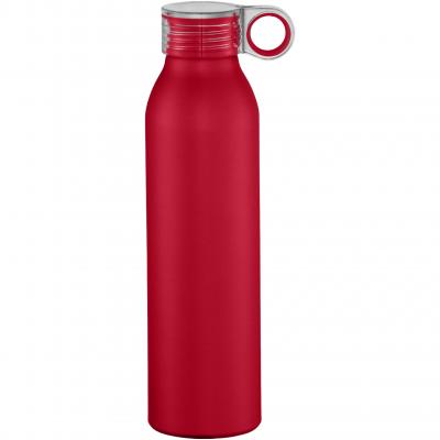 Image of Printed Grom Aluminium Sports Bottle. Red 650ml Sports Bottle with Loop. 