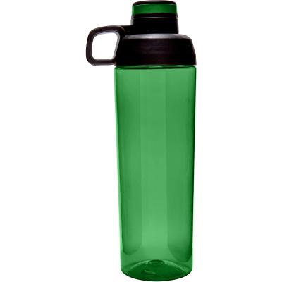 Image of Branded tritan Sports bottle in green with a black lid. 910ml