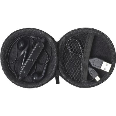 Image of Promotional Pouch with in-ear earphones featuring wireless technology