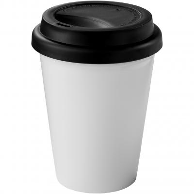 Image of Promotional Zamzam reusable coffee mug in white with black lid