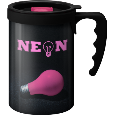 Image of Full colour printed Apollo reusable coffee mug 350 ml Black