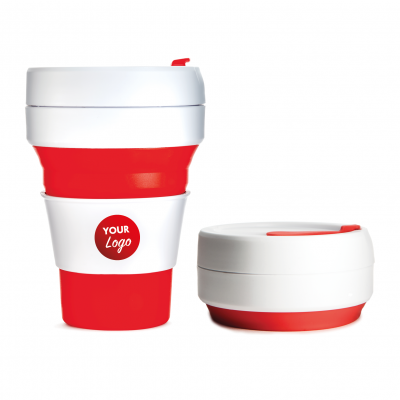Image of Promotional Stojo collapsible coffee cup Red, reusable mug