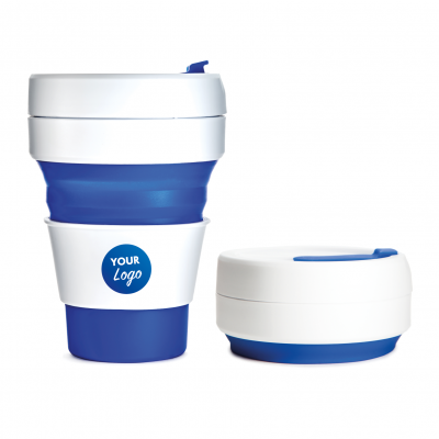 Image of Promotional Stojo collapsible coffee mug Blue collapsible cup