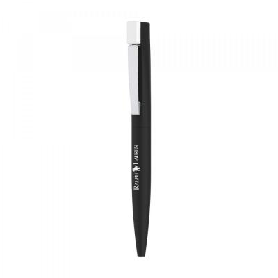 Image of Branded Grade USB pen  with a black rubber finish and matt satin clip