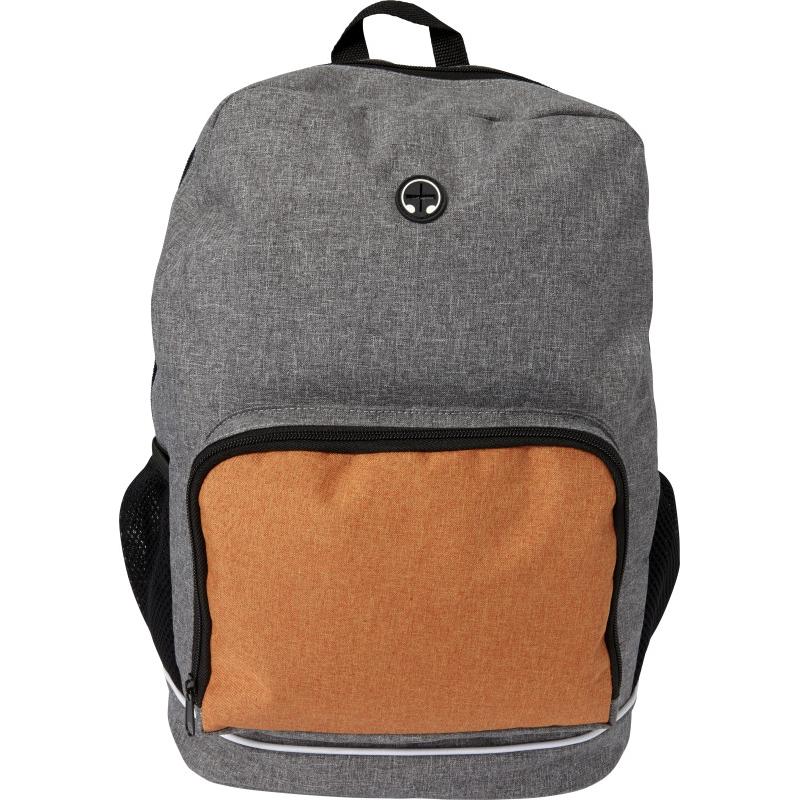 Image of Printed Backpack Grey With Coloured Front Zipped Pocket