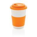 Image of Printed Takeaway Coffee Cup, Bamboo Mug, Orange