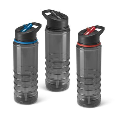 Image of Printed sports bottle with easy grip rings and integrated sip straw