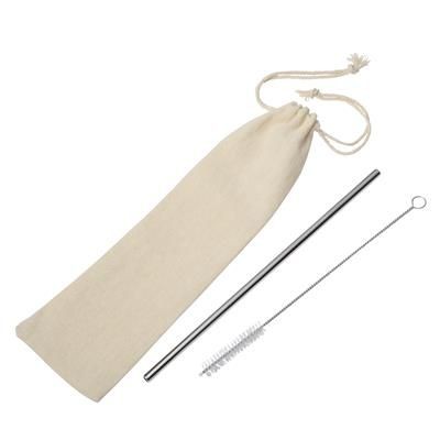 Image of Promotional Reusable Stainless Steel Straw, With Eco Cotton Pouch