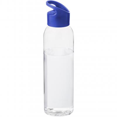 Image of Branded Sky Tritan sports bottle transparent with blue lid, 650ml