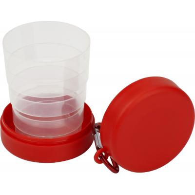 Image of Promotional Collapsible drinking cup, Red, Foldable Cup With Carabiner Clip