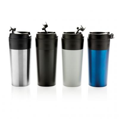 Image of Printed Stainless Steel Flip-Lid Travel Mug, Reusable Coffee Cup