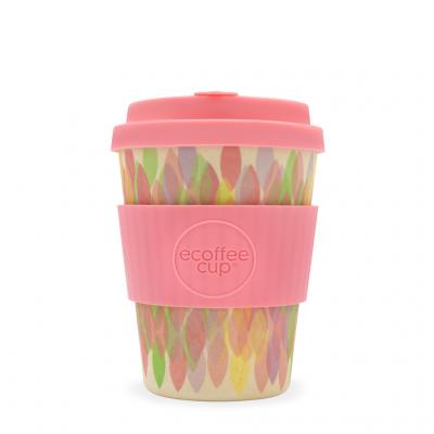 Image of Branded ecoffee Cup, Reusable Bamboo Mug 12oz Sakura Pink