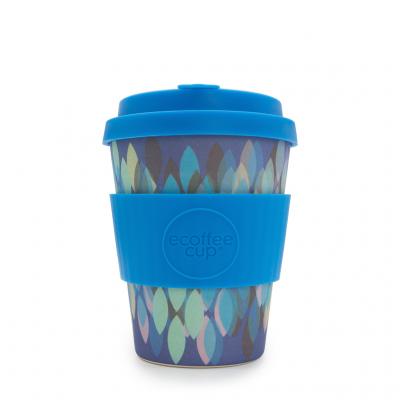 Image of Promotional ecoffee Cup, Reusable Bamboo Mug 12oz Sakura Blue