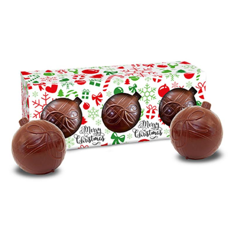 Image of Promotional Christmas Chocolate Baubles, With Printed Gift Box