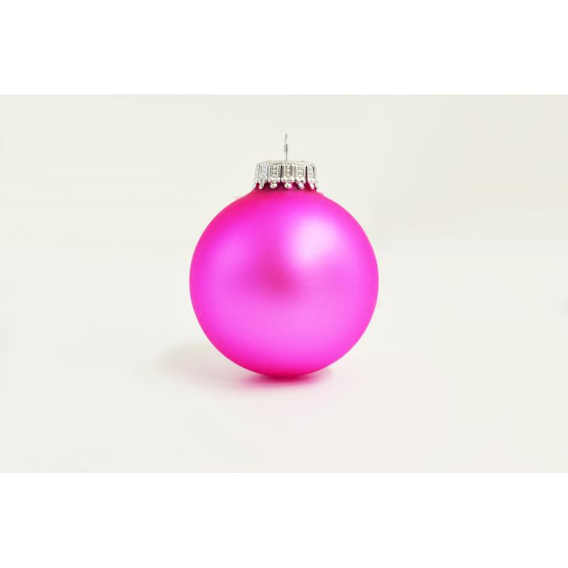 Image of Promotional Christmas Tree Glass Bauble 7cm Pink. Available In 60mm 70mm 80mm