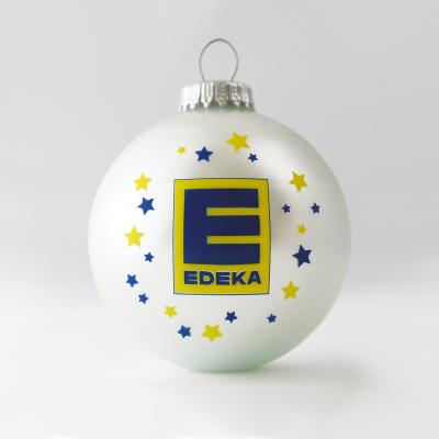 Image of Branded Christmas Tree Bauble 7cm White. Available In 60mm 70mm 80mm