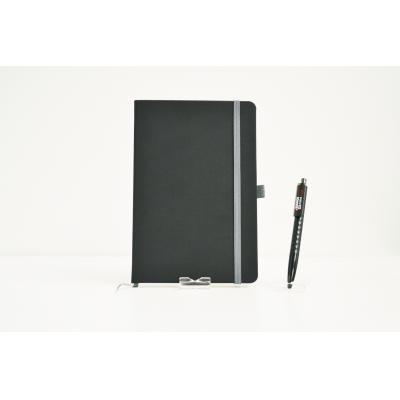 Image of Embossed DeNiro A5 Notebook, Branded Low Cost PU Notebook Black & Grey