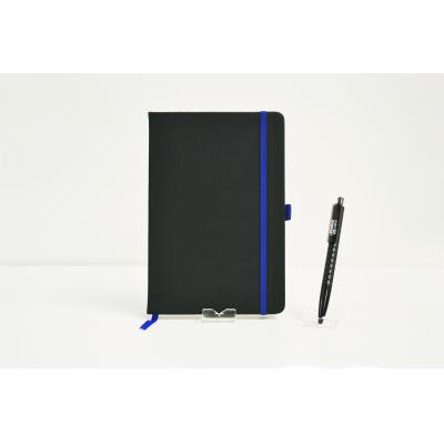 Image of Promotional DeNiro A5 Notebook, Embossed Low Cost PU Notebook Black & Blue