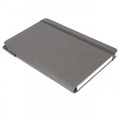 Image of Printed Curve Notebook, PU A5 Notebook With Integrated Pen Slot, Dark Grey