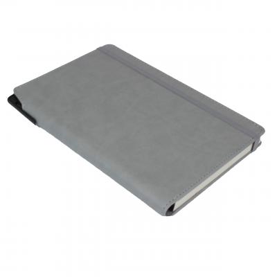 Image of Promotional Curve Notebook, PU A5 Notebook With Integrated Pen Slot, Light Grey