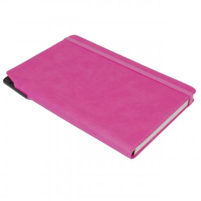Image of Embossed Curve Notebook, PU A5 Notebook With Integrated Pen Slot,Pink