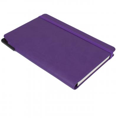 Image of Promotional Curve Notebook, PU A5 Notebook With Integrated Pen Slot,Purple