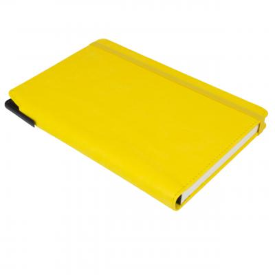 Image of Embossed Curve Notebook, PU A5 Notebook With Integrated Pen Slot Yellow