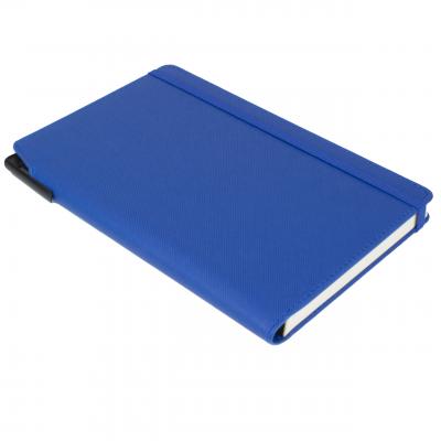 Image of Embossed Curve Notebook, Denim A5 Notebook With Integrated Pen Slot Blue