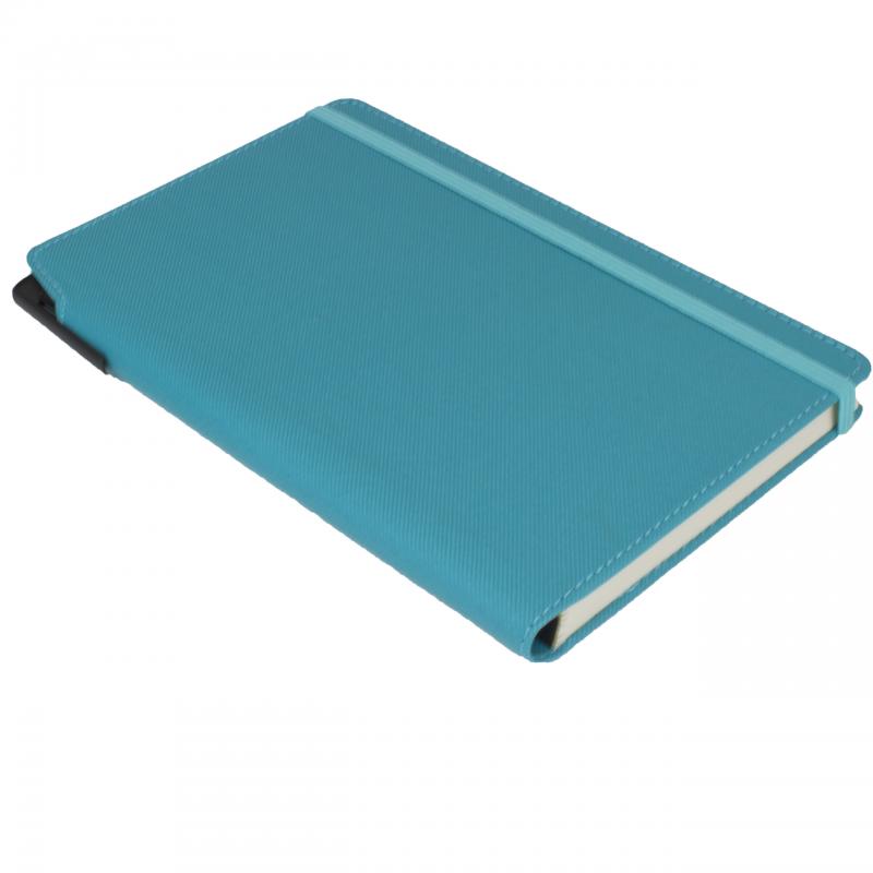 Image of Embossed Curve Notebook Denim A5 Notebook With Integrated Pen Slot Teal