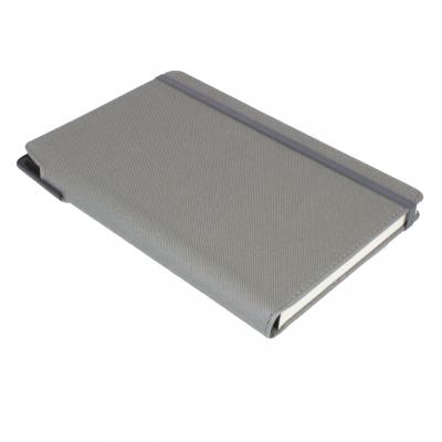 Image of Printed Curve Notebook, Denim A5 Notebook With Integrated Pen Slot Light Grey