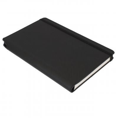 Image of Promotional Curve Notebook, Denim A5 Notebook With Integrated Pen Slot Black