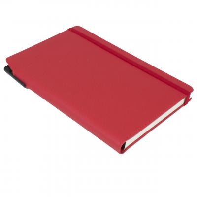 Image of Promotional Curve Notebook Denim A5 Notebook With Integrated Pen Slot Red