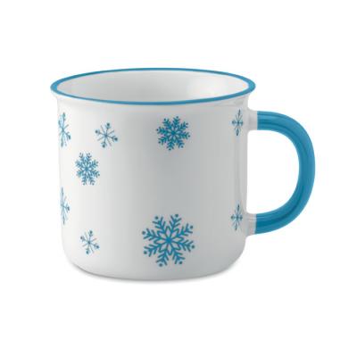 Image of Promotional Christmas Ceramic Vintage Style Mug with Snowflake Design