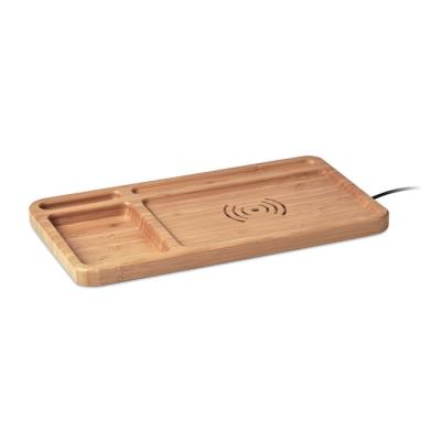 Image of Bamboo Desk Organiser Wireless Charger