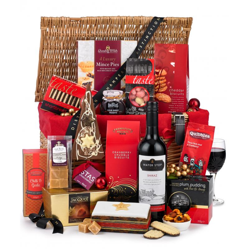 Promotional Christmas Festive Hamper With Wine Presented In Wicker Basket Promotional Christmas Hampers Promobrand Promotional Merchandise Swag London Uk Promotional Branded Merchandise Promotional Branded Products L Promotional Items L