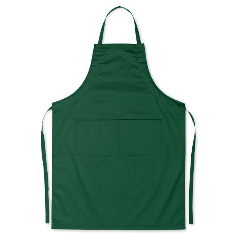 Image of Embroidered Apron Green With Two Front Pockets