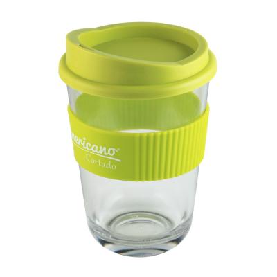 Image of Branded Americano® Cortado Reusable Takeaway Cup, Clear & Lime Green
