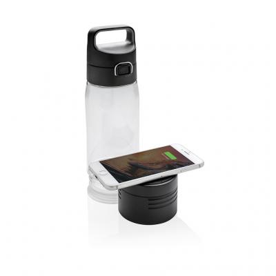 Image of Branded Hydrate tritan sports bottle with wireless Qi charging, transparent