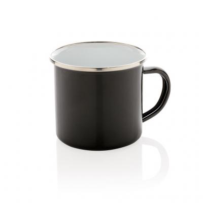 Image of Promotional vintage enamel camping mug, black