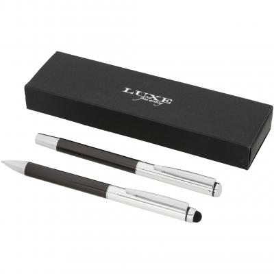 Image of Promotional Luxe Vincenzo duo pen gift set with stylus, graphite