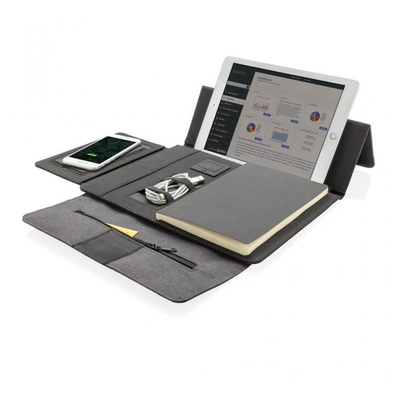 Image of Promotional Kyoto 10" tablet portfolio with wireless mobile phone charger
