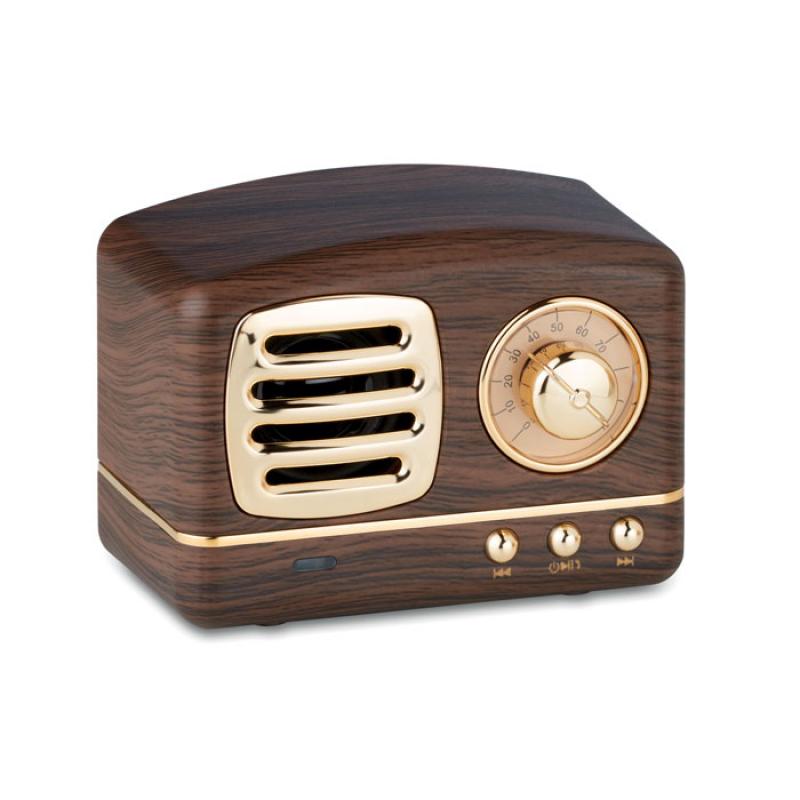 Image of Branded Memphis Vintage Style bluetooth speak in wood effect