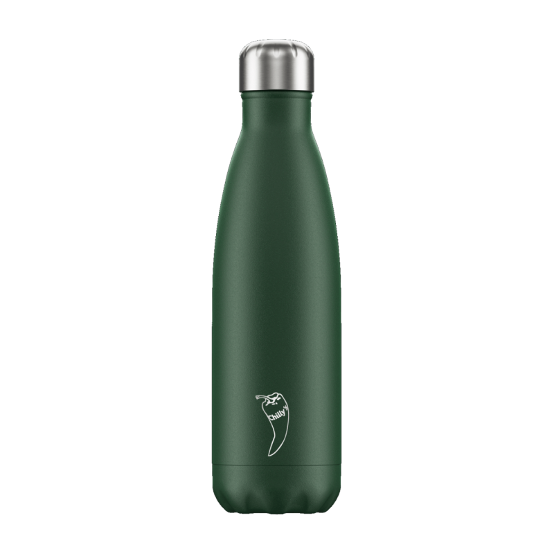 Image of Branded Chilly's Bottle Matte Green 500ml, Official Chilly's Bottles