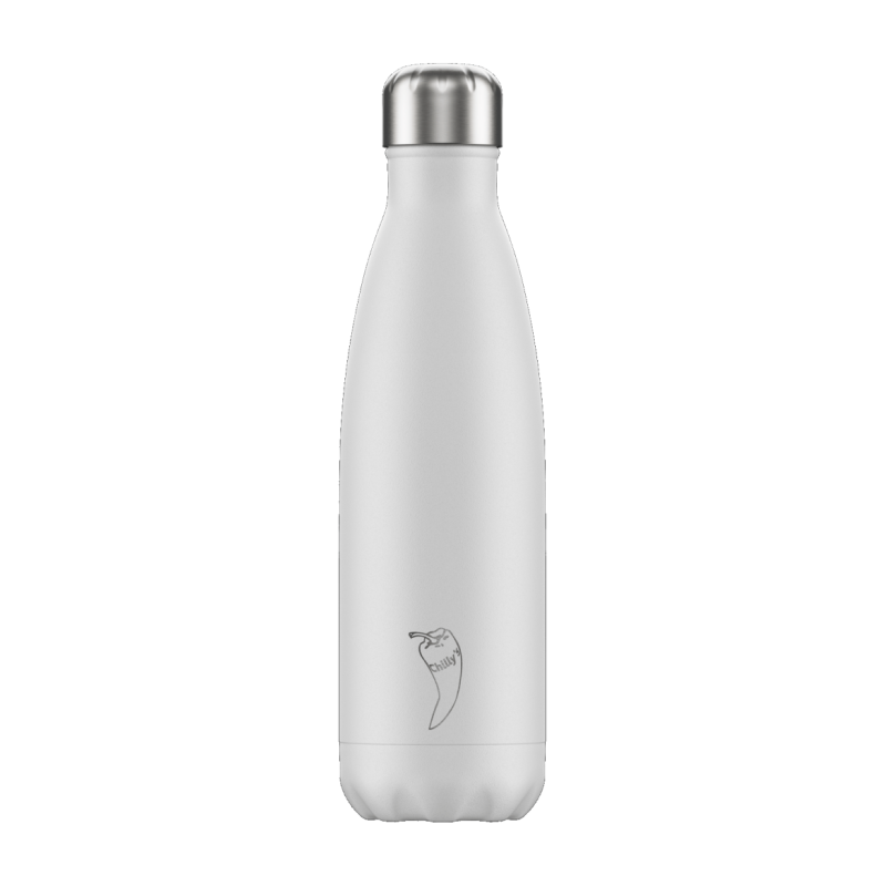 Image of Engraved Chilly's Bottle Monochrome White 500ml, Official Chilly's Bottles