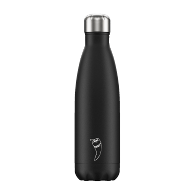 Image of Branded Chilly's Bottle Monochrome Black 500ml, Official Chilly's Bottles